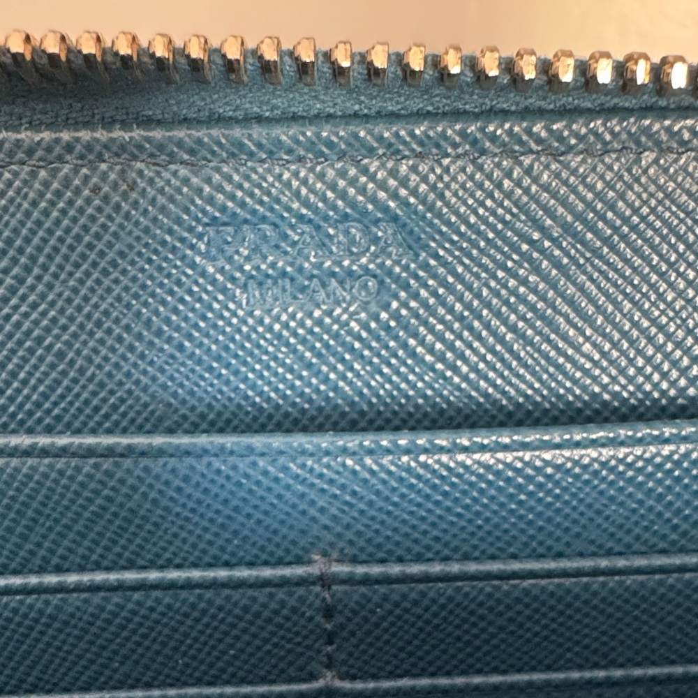 Prada Blue Saffiano Leather Large
Organizer Zippy Wallet - Picture 7 of 10